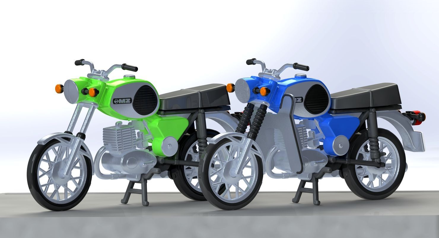 10251-Set grün_blau 2 Kres 10251 - Moped MZ TS 250 2 Stück H0 1:87